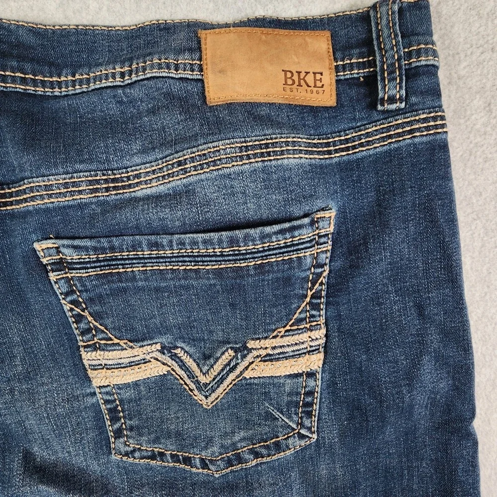 BKE Seth Jeans Mens 42x30 Medium Dark Wash Relaxed Straight Whisker Tag 42x32
